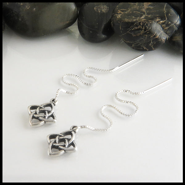 starlight knot threader earrings in sterling silver