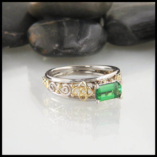 Custom Emerald Cut Tsavorite Engagement Ring