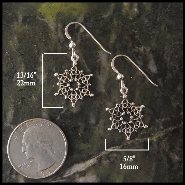 Celtic Snowflake Earrings measure 13/16" by 5/8"