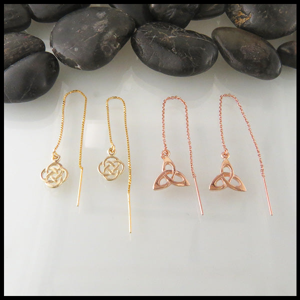 Celtic Threader Earrings in Gold