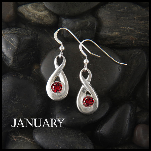 January Birthstone Celtic Eternity Earring in Silver