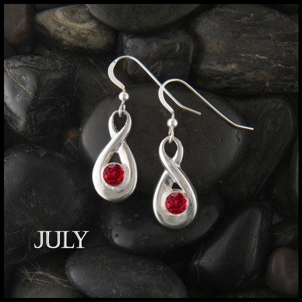 July Birthstone Celtic Eternity Earring in Silver