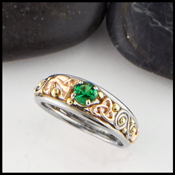 trinity knot tsavorite ring