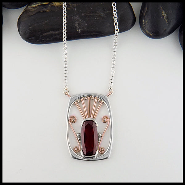 Celtic Garnet Pendant in Silver & Gold