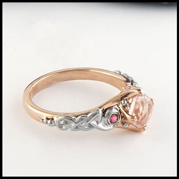 Morganite and Pink Tourmaline Ring in 14K Rose and White gold