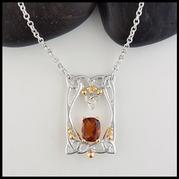 Citrine and Trinity Knot Pendant