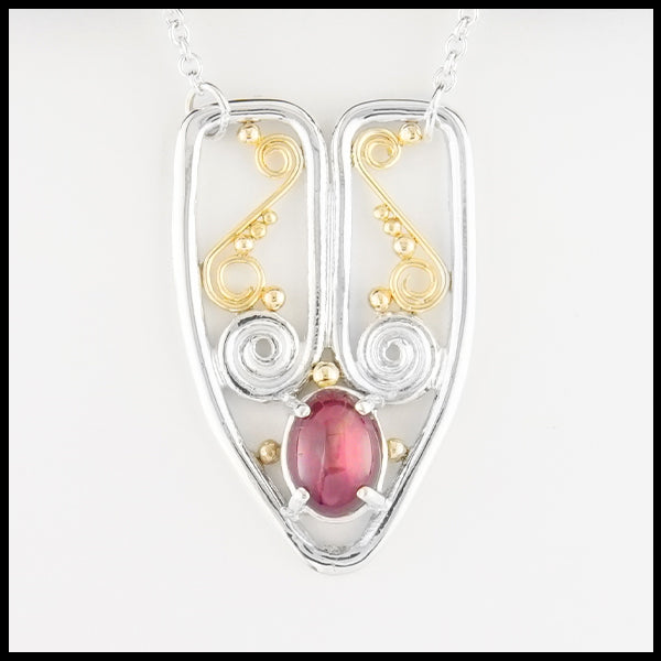 Profile view Star Sapphire and Spiral Necklace