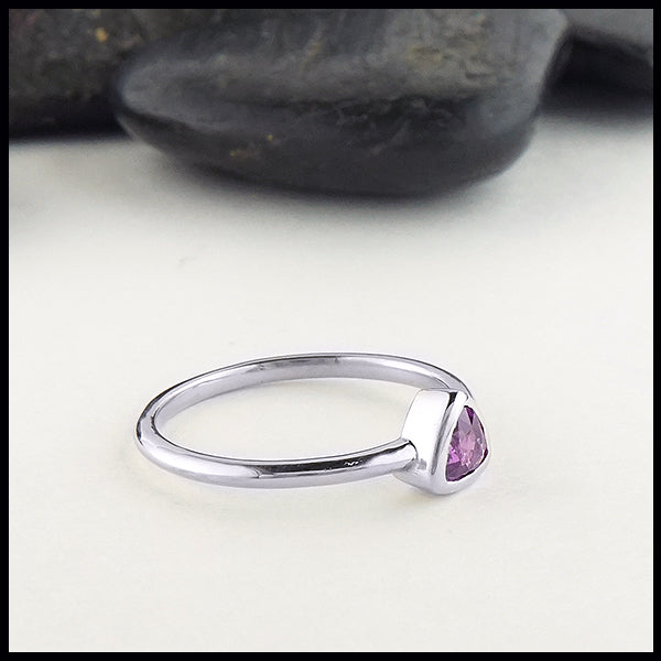 Trillion purple sapphire in white gold