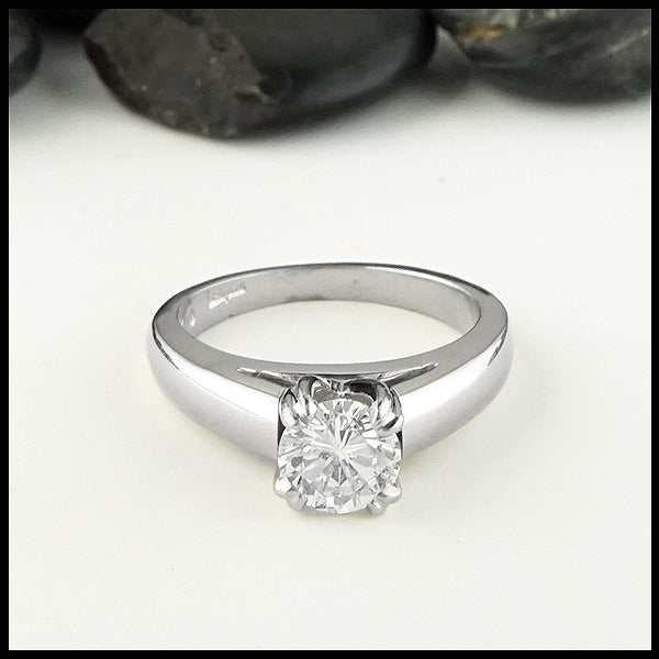 Split shank diamond engagement ring in white gold