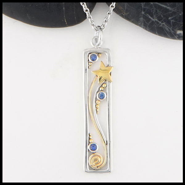 Overhead view of Ceylon Sapphire Shooting Star Pendant