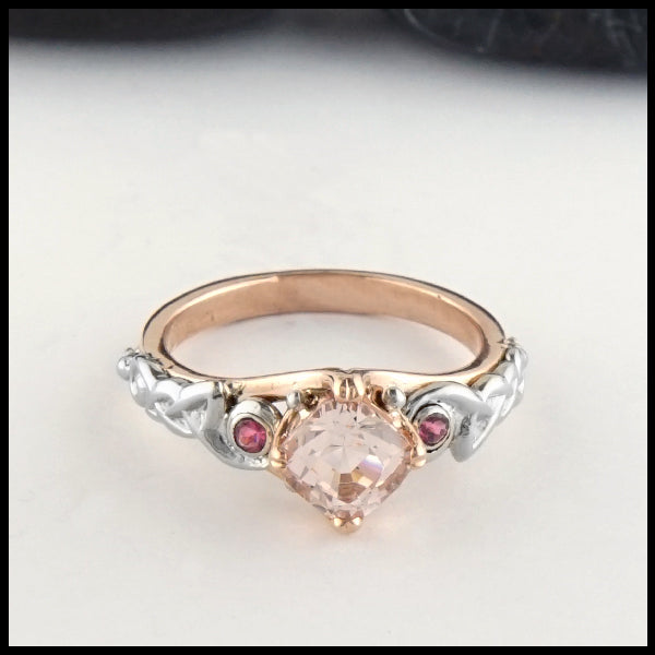 Morganite and Pink Tourmaline ring in 14K Rose and White gold