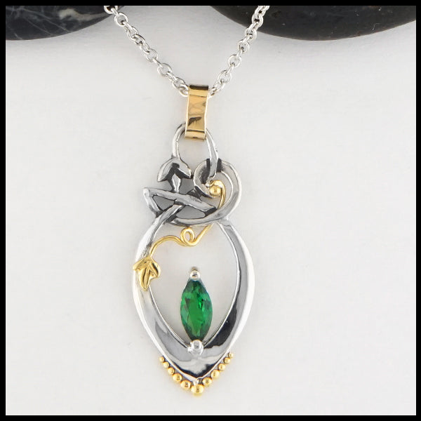 Overhead view of Chrome Tourmaline Lily Pendant