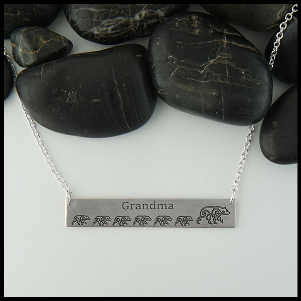 Overhead view Personalized Bear Bar Pendant "Grandma"