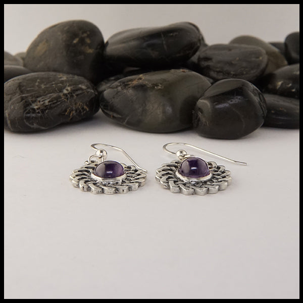 Celtic flower amethyst earrings