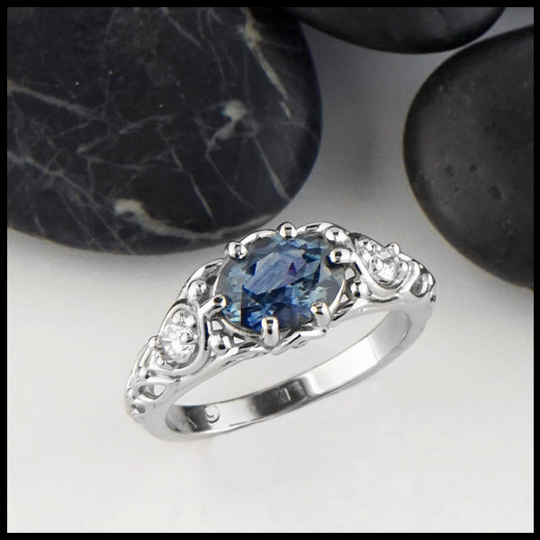 Montana Sapphire and Diamond Gold ring