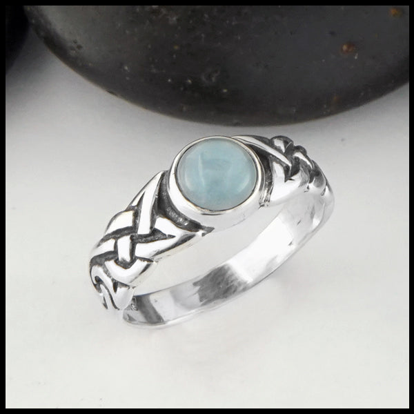 Ban Tigherna Celtic Ring with Aquamarine