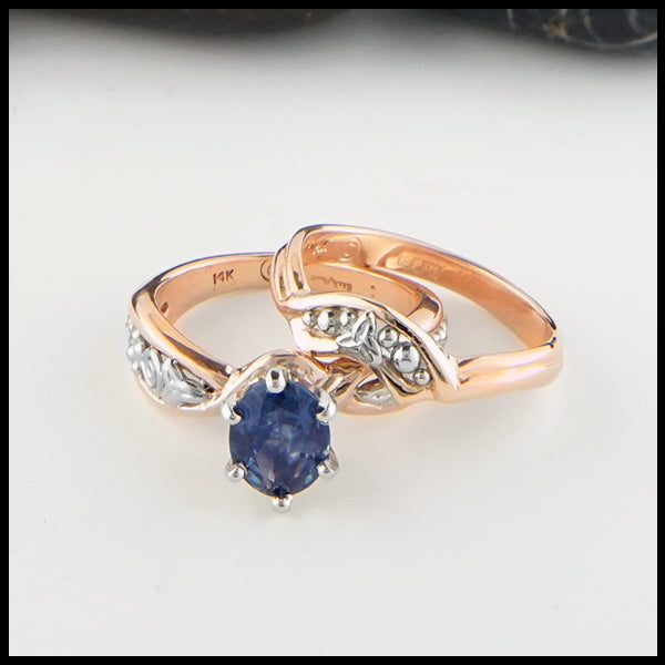 Montana Sapphire and Trinity Knot Ring Set