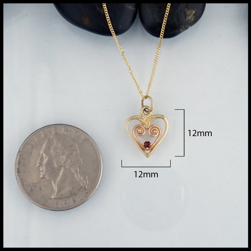 Heart Pendant 12mm x 12mm in rose and yellow gold