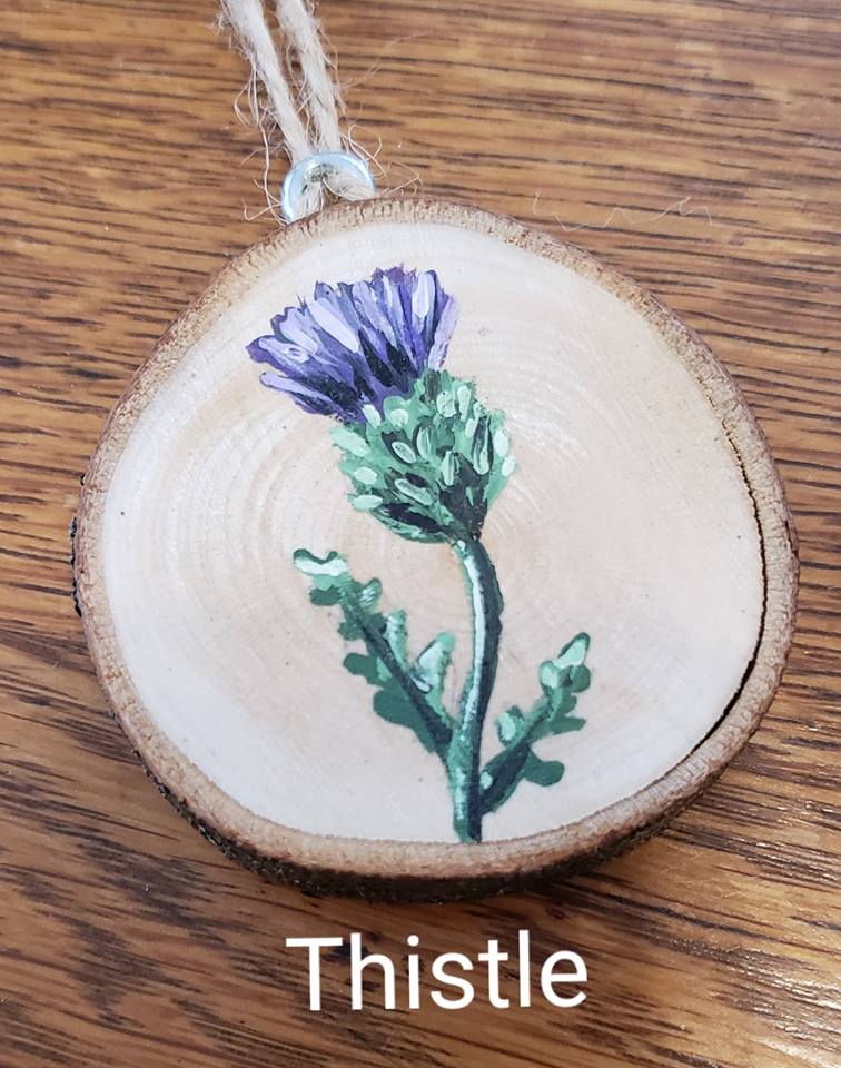 Handmade wooden Thistle Christmas Ornament