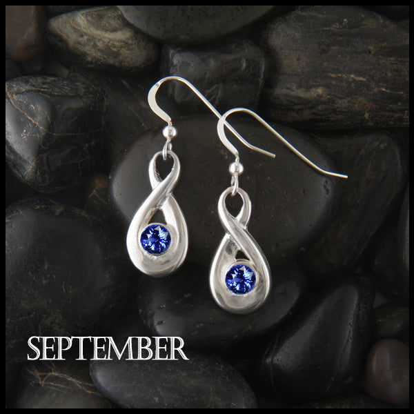 September Birthstone Celtic Eternity Earring in Silver