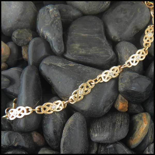 Gold Josephine's Knot link bracelet with Diamonds