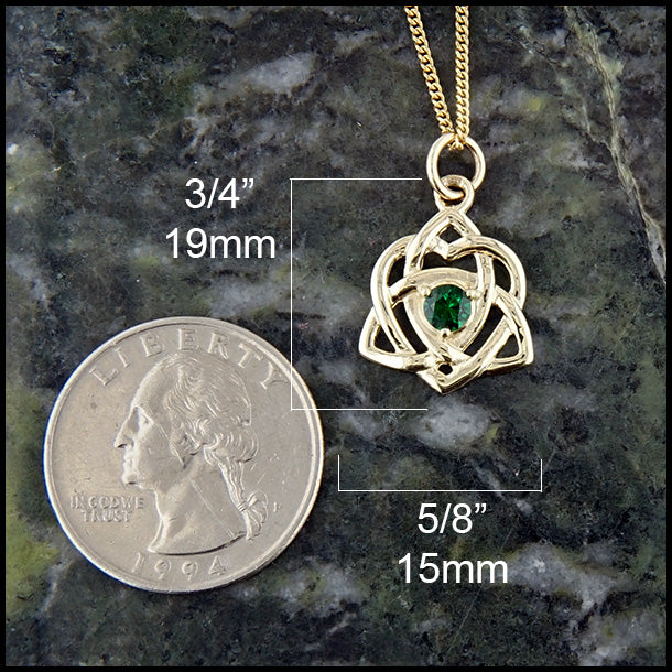 Trinity Knot Heart Pendant with Tsavorite