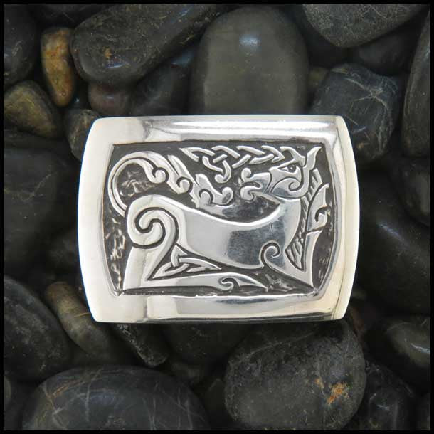 Walker Metalsmiths Celtic Horse Belt Buckle in Sterling Silver