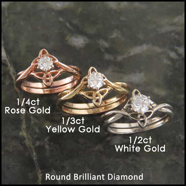 Triquetra Interlocking Engagement Ring Wedding Set with Diamond