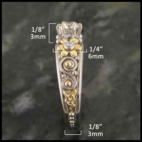 Floral Daisy and Diamond Custom Ring