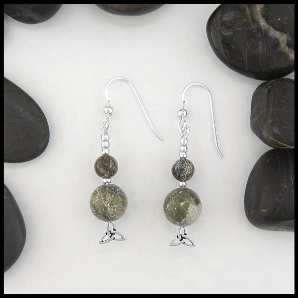 connemara marble earrings with trinity knot 