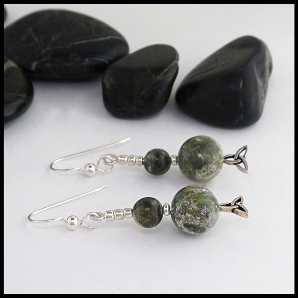 connemara marble earrings with trinity knot 