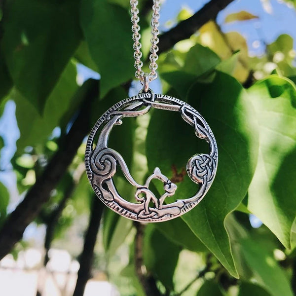 Celtic Cat Pendant in Sterling Silver