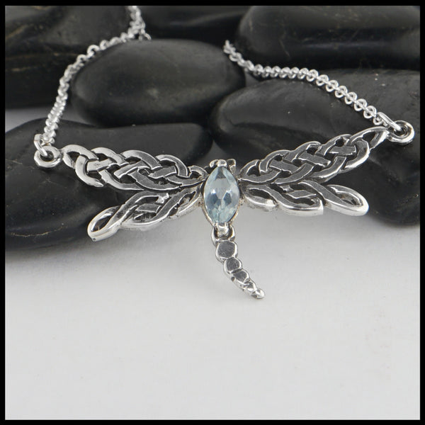 dragonfly aquamarine pendant