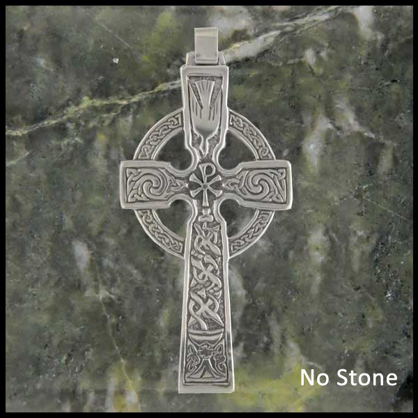 Large Celtic Dove and Trinity Cross in Sterling Silver with Gemstones