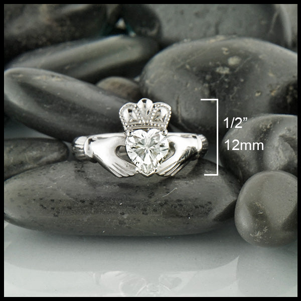 White Gold Moissanite Ring measures 1/2"