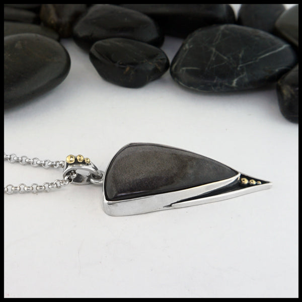 Silver Sheen Obsidian Pendant