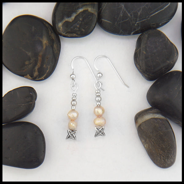 pearl drop earrings with celtic knot 