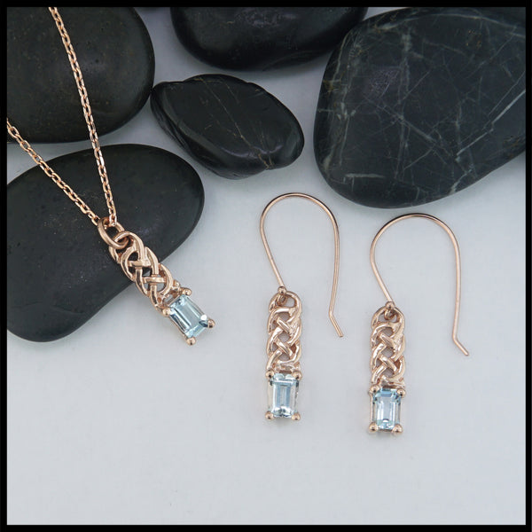 rose gold and aquamarine set 