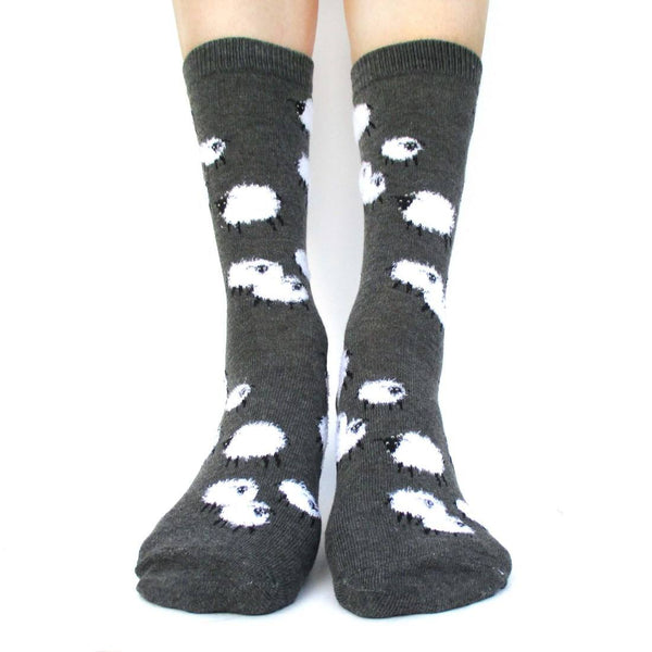 Sheep Farm Novelty Printed Fluffy Long Socks For Wom