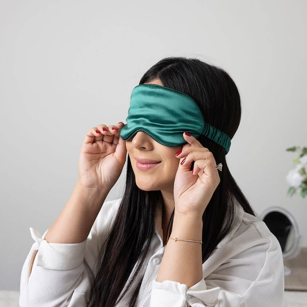 Blissy Silk Sleep Mask 100 Mulberry 22Momme Emerald