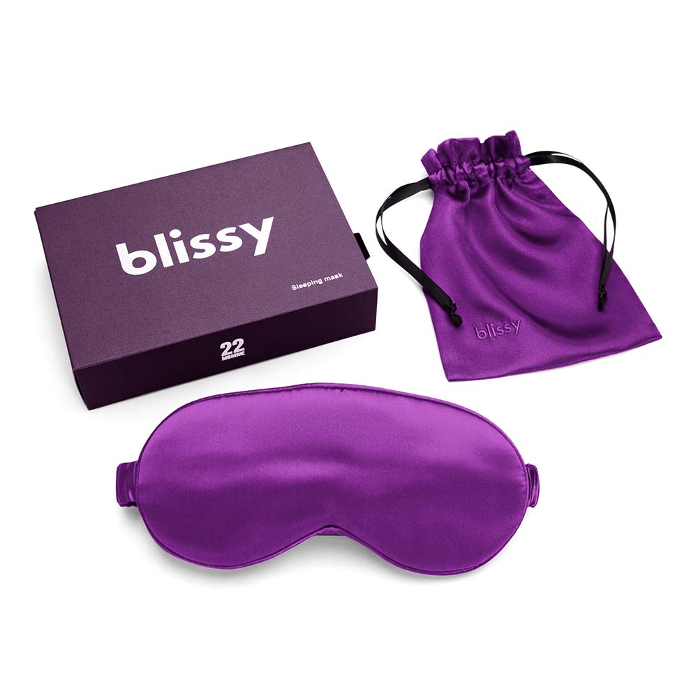 Blissy Silk Sleep Mask 100 Mulberry 22Momme Royal Purple