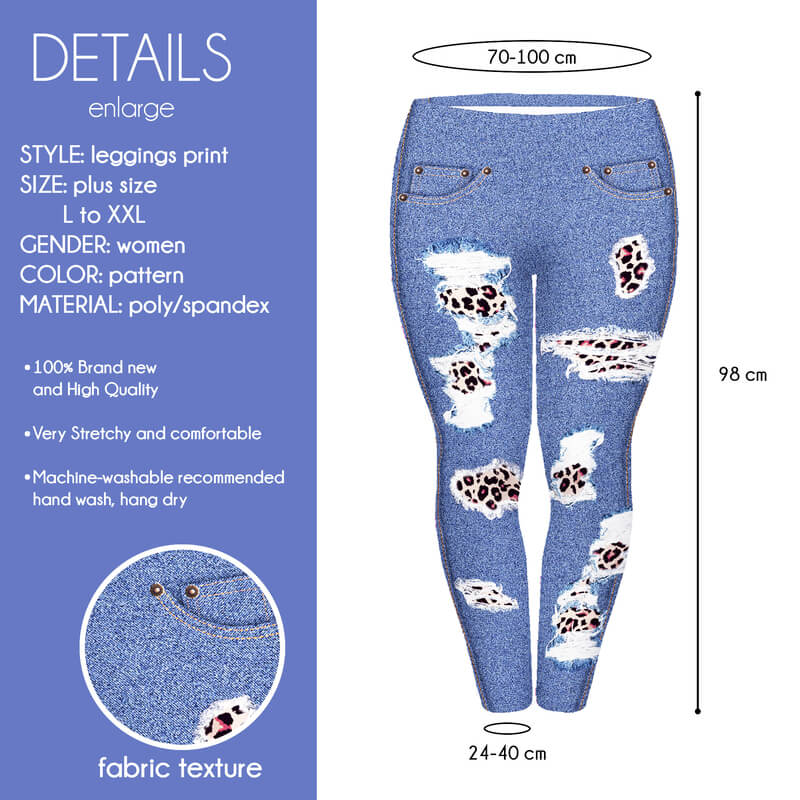 leopard patch jeans plus size