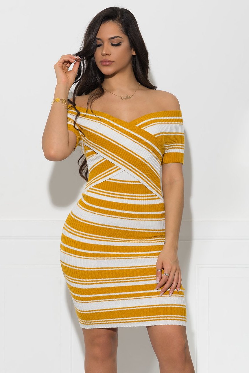 Delaney Striped Dress - Mustard
