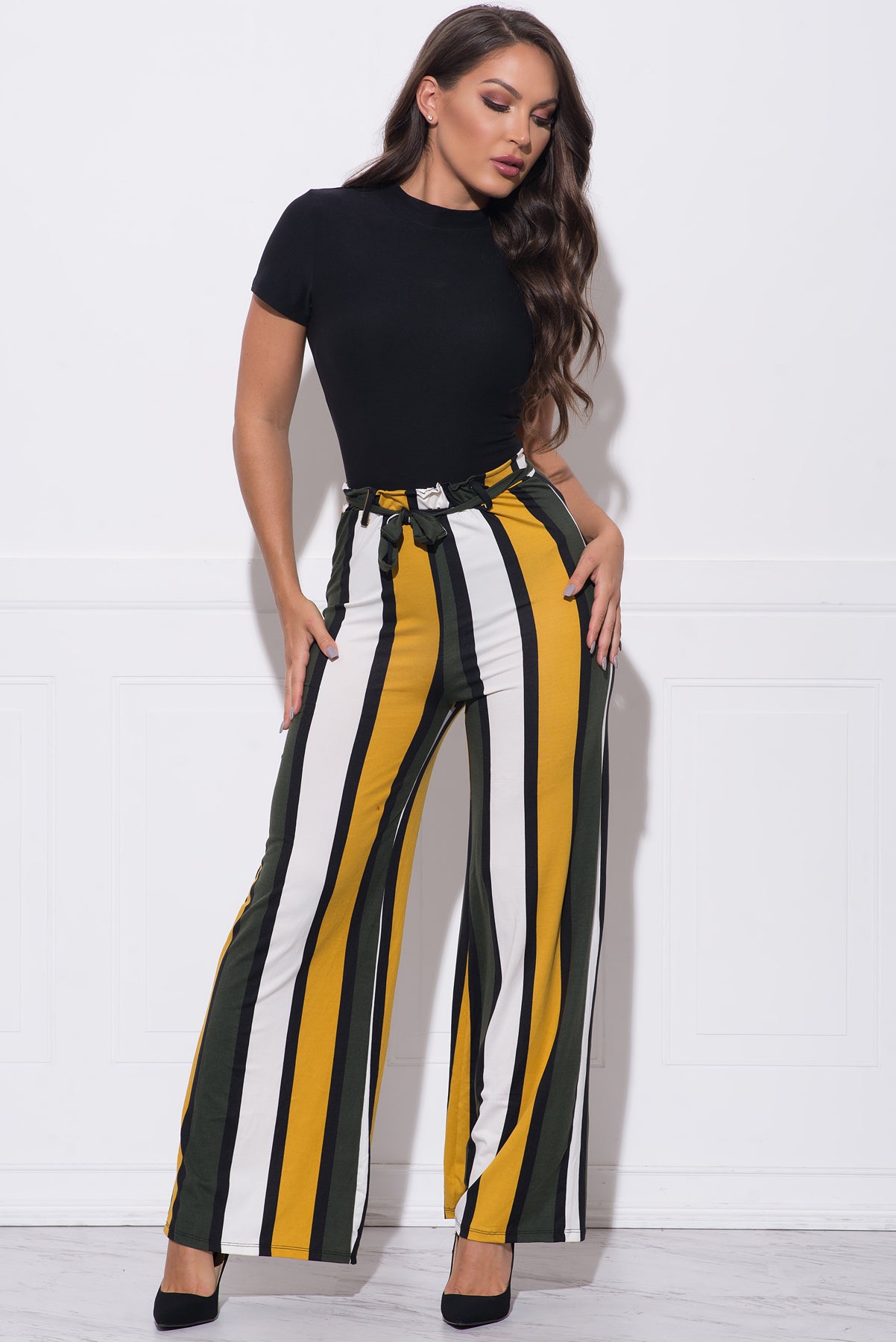 Venus Striped Pants - Mustard