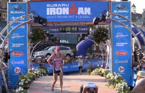 Lisa Holt finishing Ironman