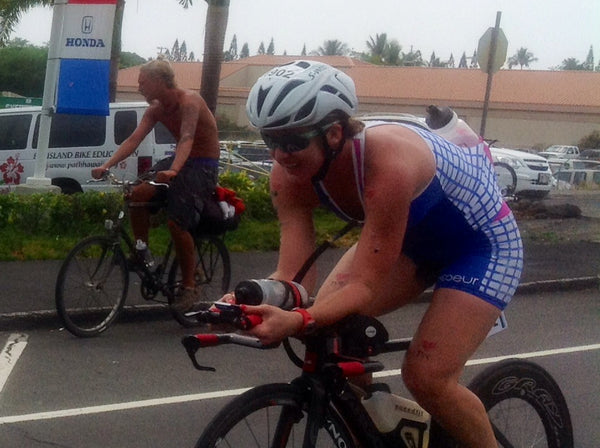 Hailey racing on a bike