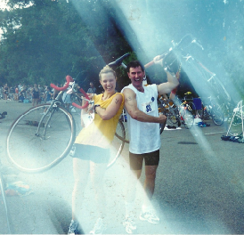 Reg and Kebby with a bike