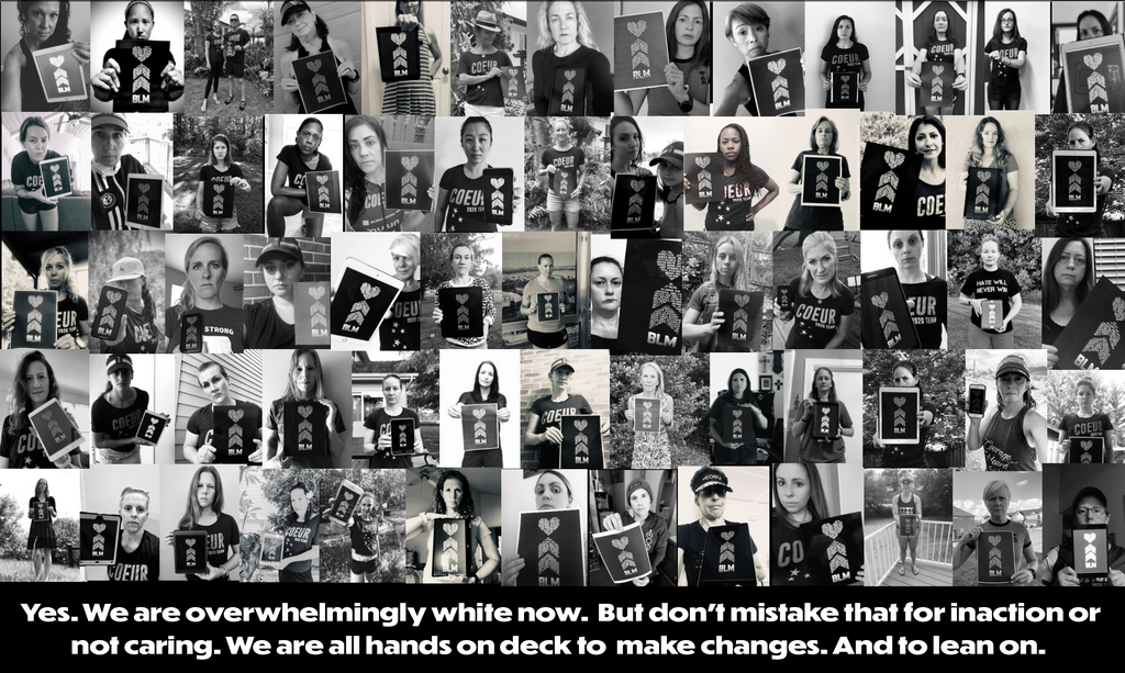A montage of people holding a sign supporting racial diversity