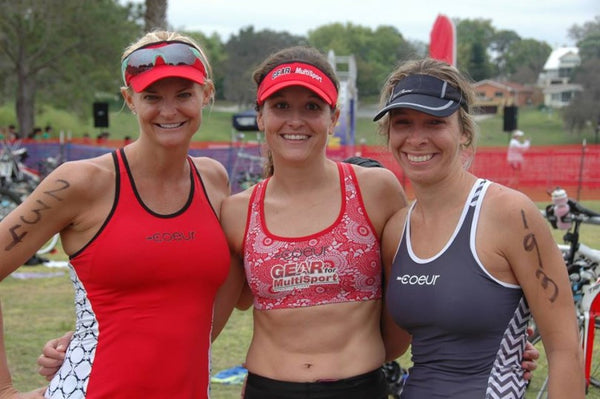 Three female triathletes