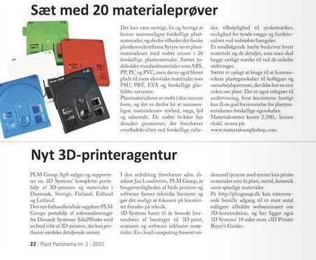 nedbryder ved godt bestøver Our "Plastic Material Sample Set" is mentioned in trade magazine – Material  Sample Shop